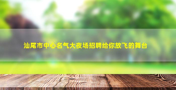 汕尾市中心名气大夜场招聘给你放飞的舞台